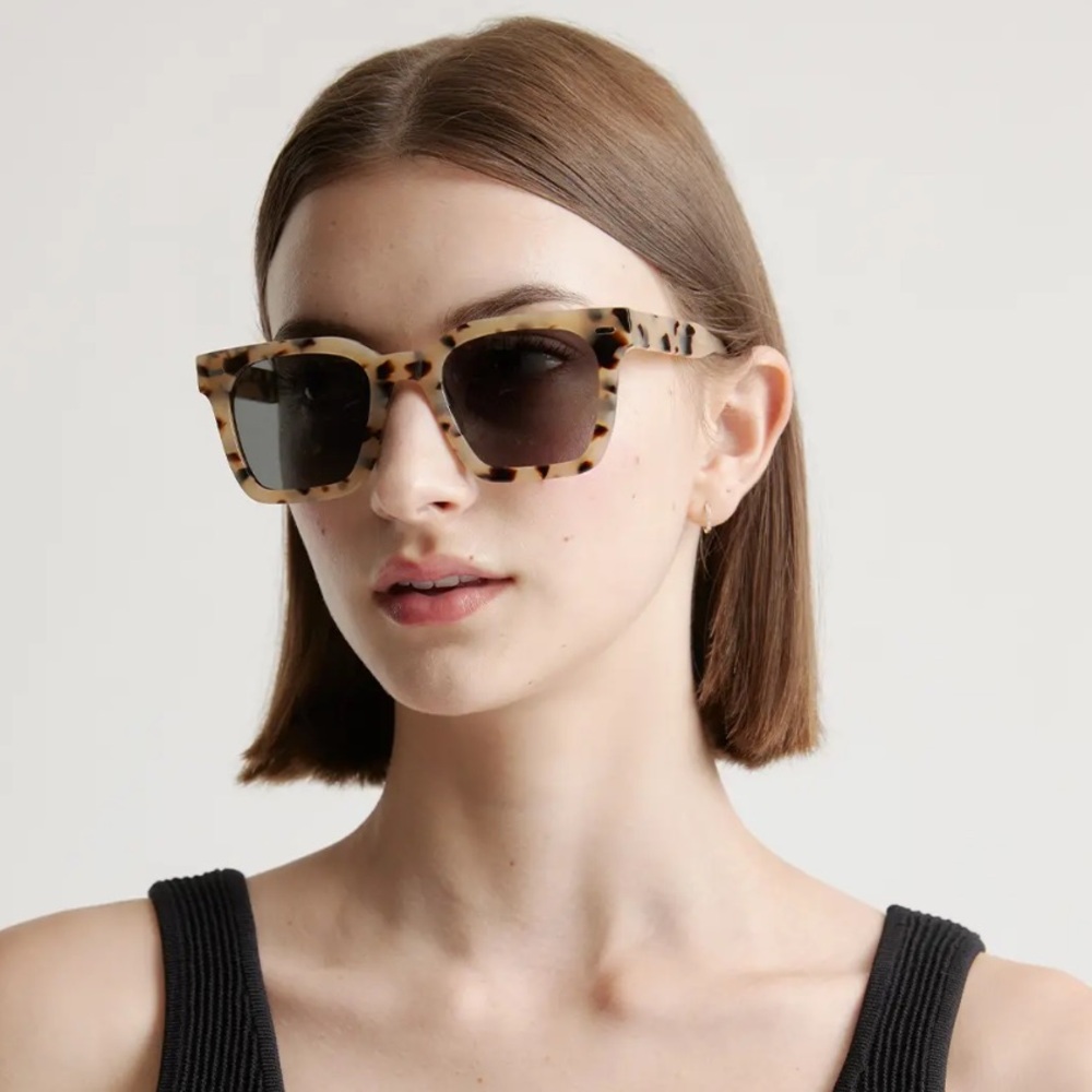 Quince Riley Polarized Acetate Sunglasses White Tortoise with Grey Lens